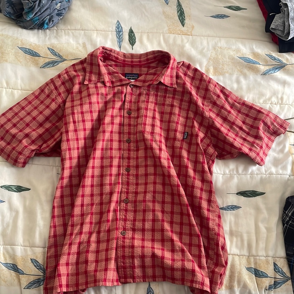 Mens Patagonia shirt sleeve shirt rusty red